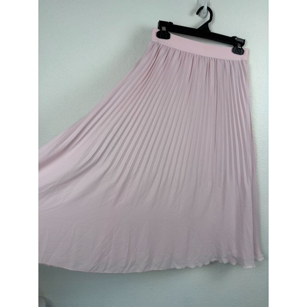 J. Crew women's‎ 2 light pink pleated pull on midi skirt romantic flowy whimsy - Picture 5 of 7